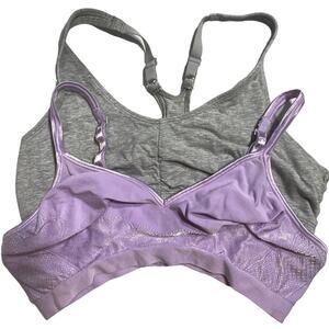 Barely There Wire Free Bralette Sports Bra Top Bundle Lavender Gray Size XL